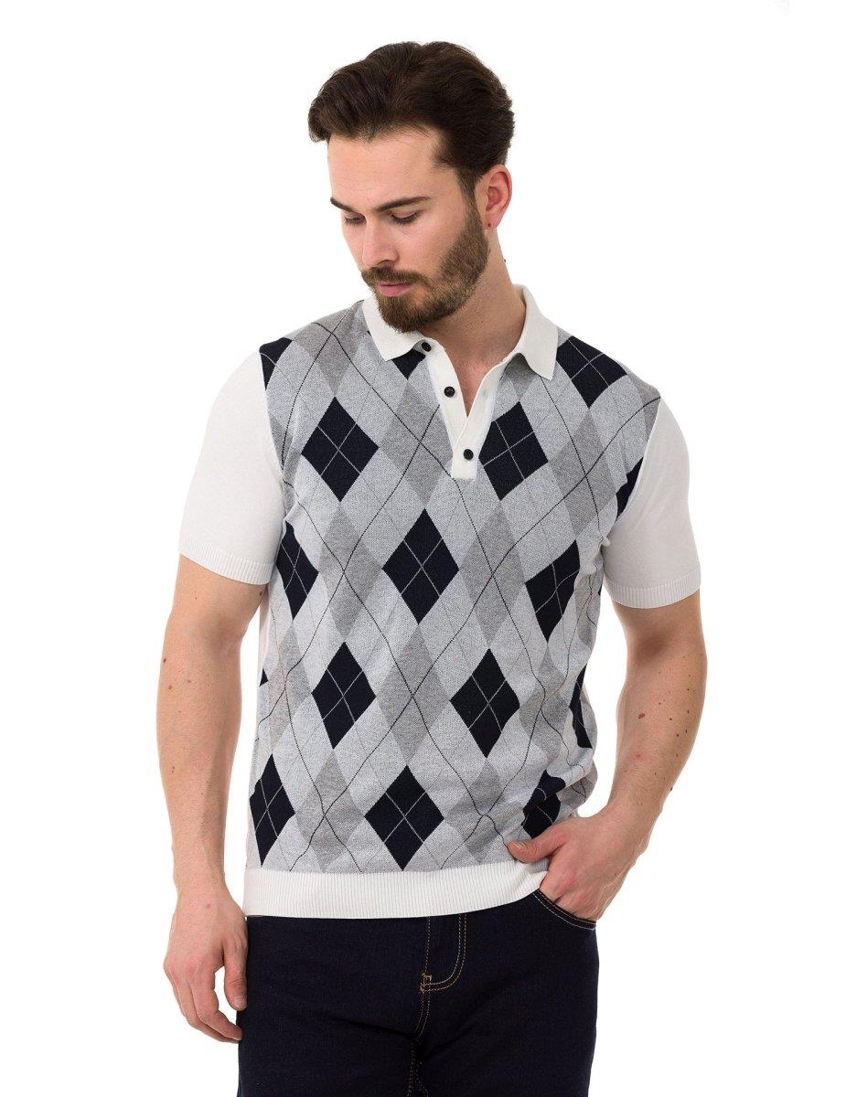 CT753 Polo en tricot pour hommes avec motif à carreaux