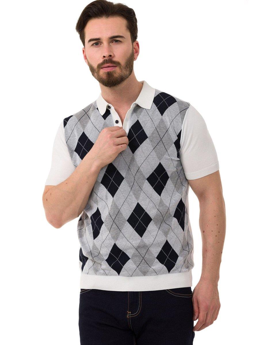 CT753 Polo en tricot pour hommes avec motif à carreaux