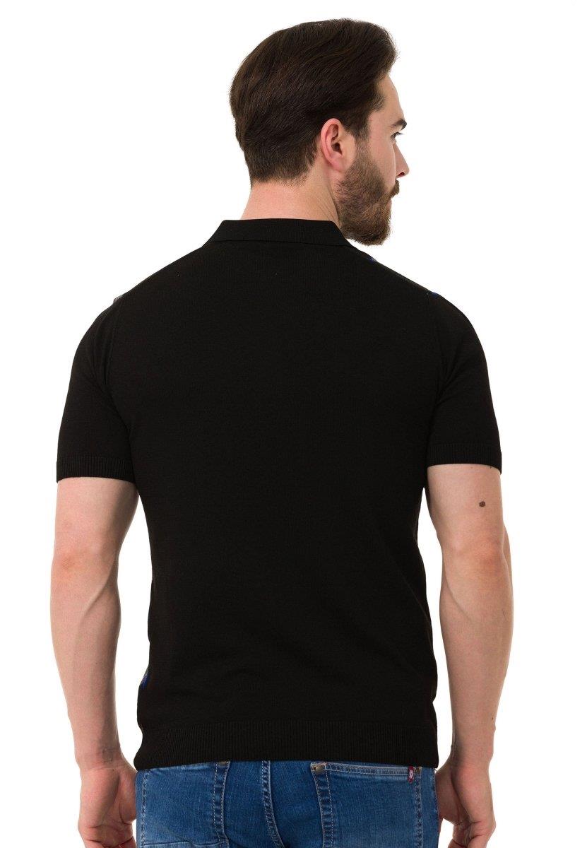 CT753 Polo en tricot pour hommes avec motif à carreaux