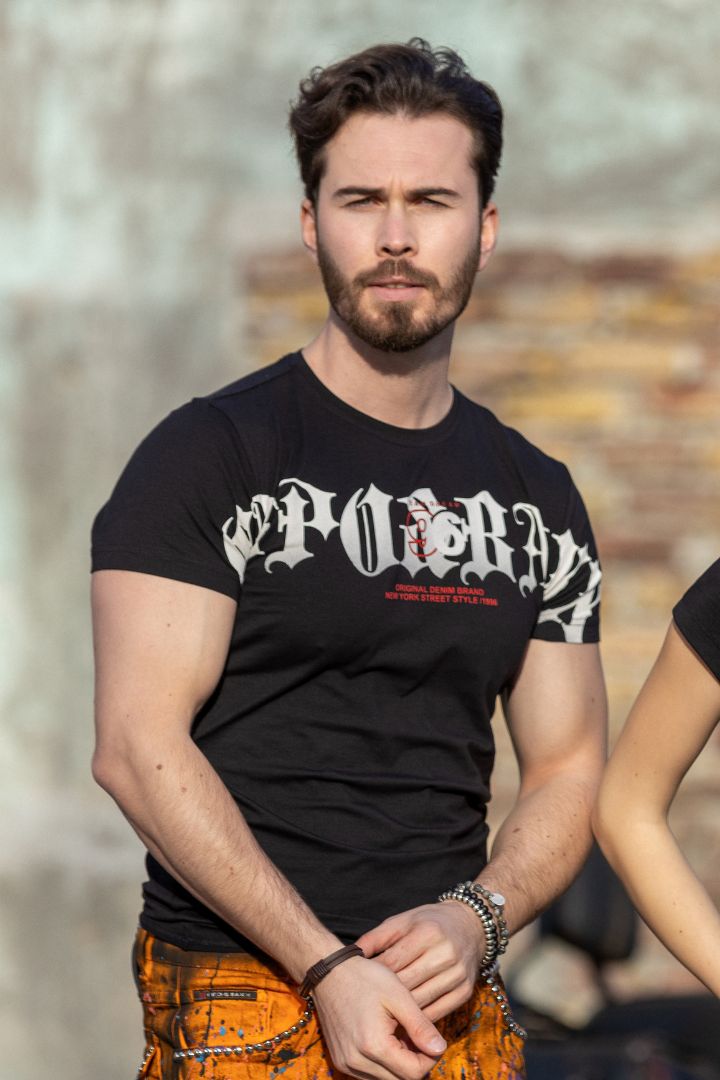 CT768 Heren T-shirt met cursief Lettertype