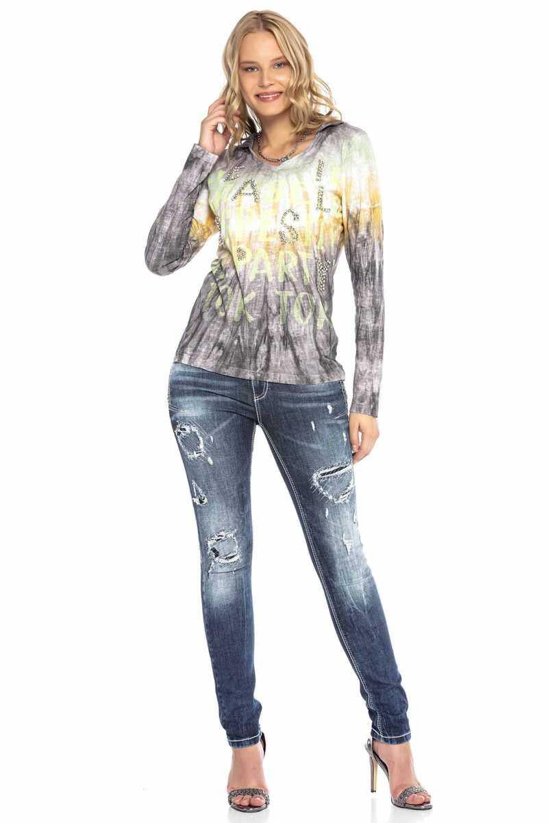 WD423 jeansy damskie w modnym zniszczonym stylu