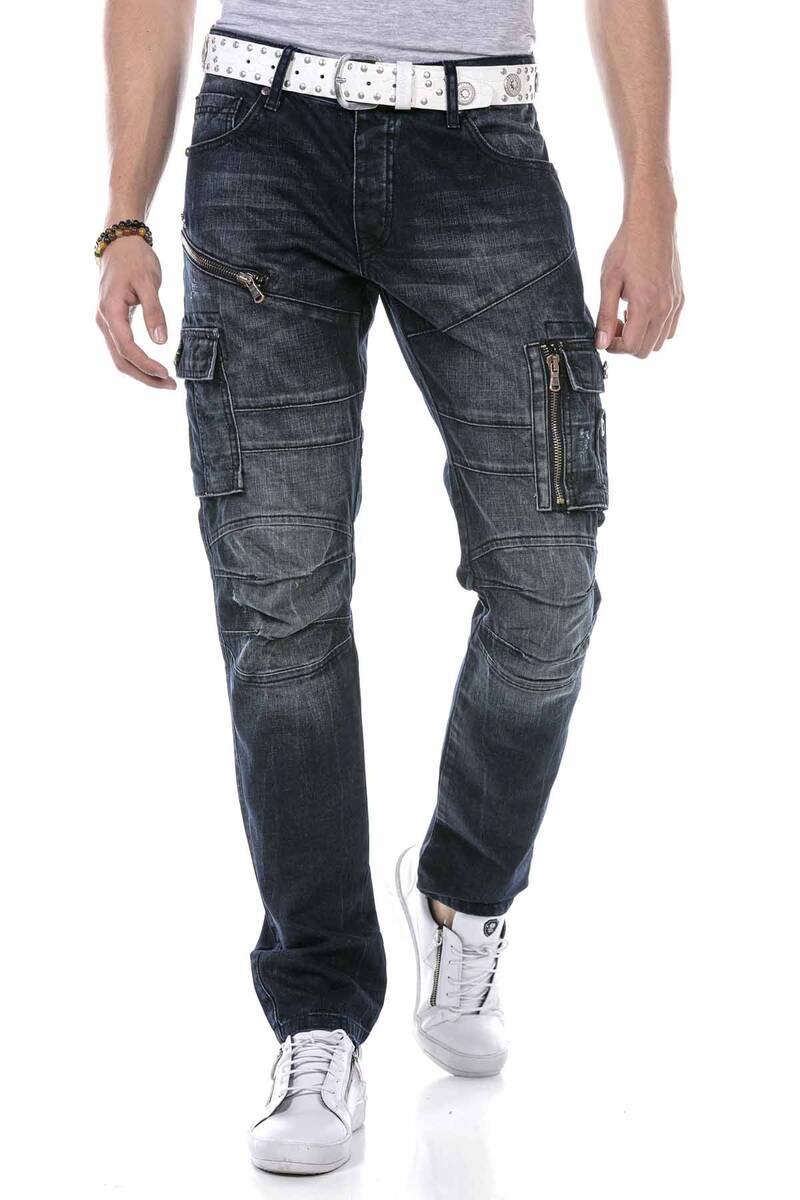 CD680 Hombres jeans rectos con bolsas de cargot de moda