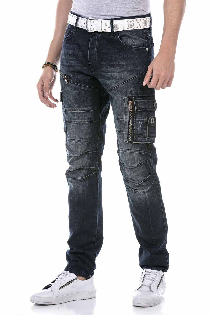 CD680 Hombres jeans rectos con bolsas de cargot de moda