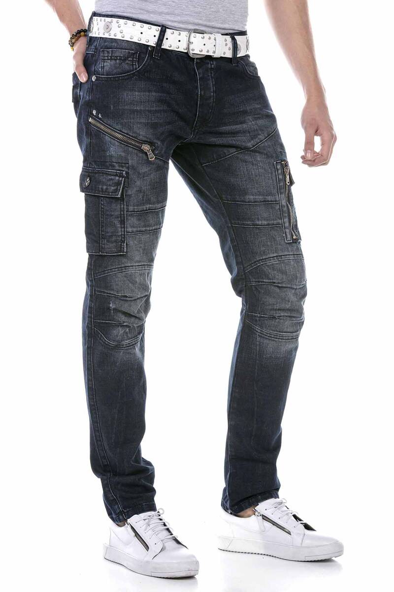 CD680 Hombres jeans rectos con bolsas de cargot de moda