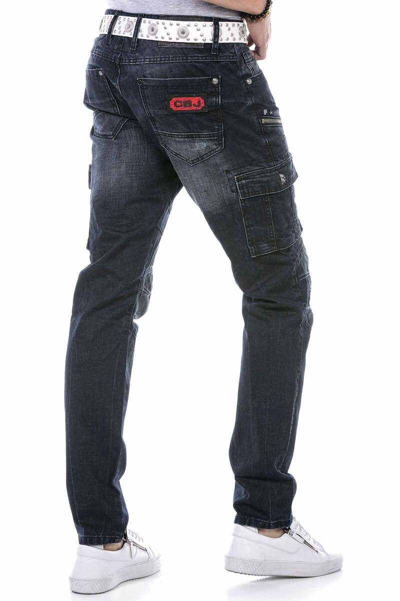 CD680 Hombres jeans rectos con bolsas de cargot de moda
