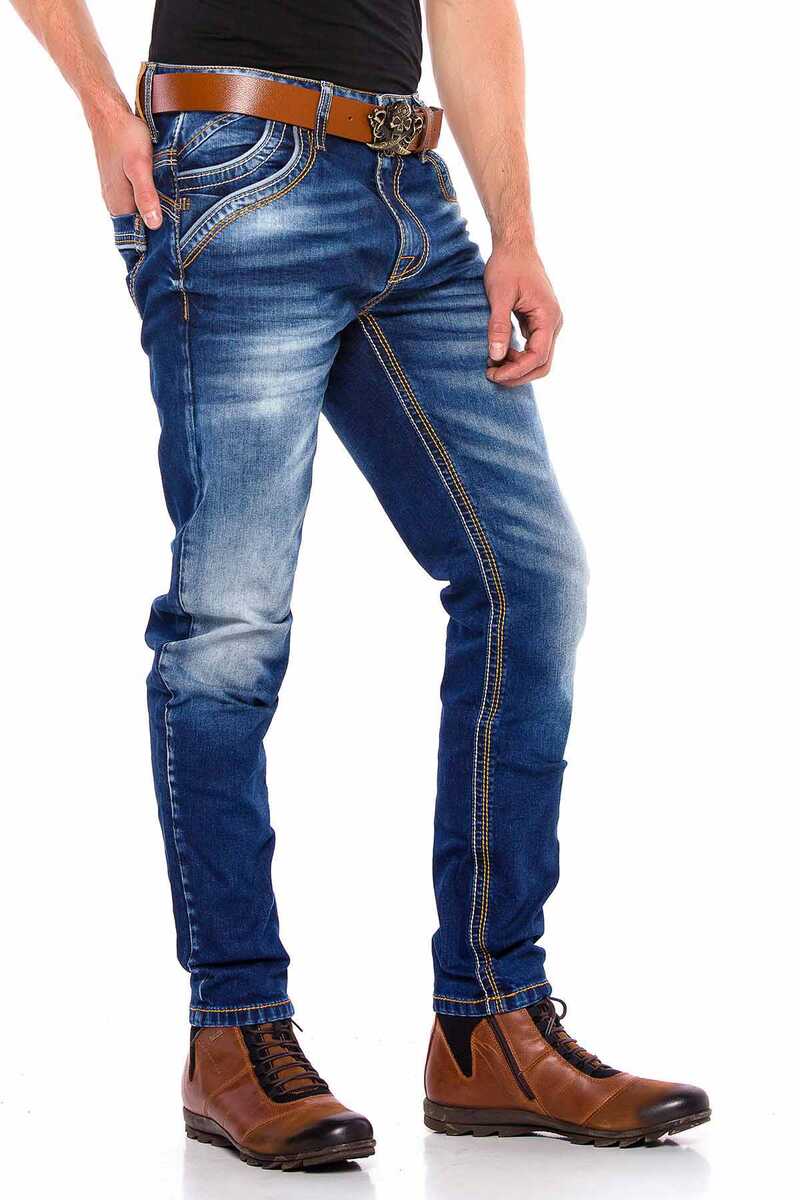 CD530 jeansy proste z dekoracyjnymi szwami