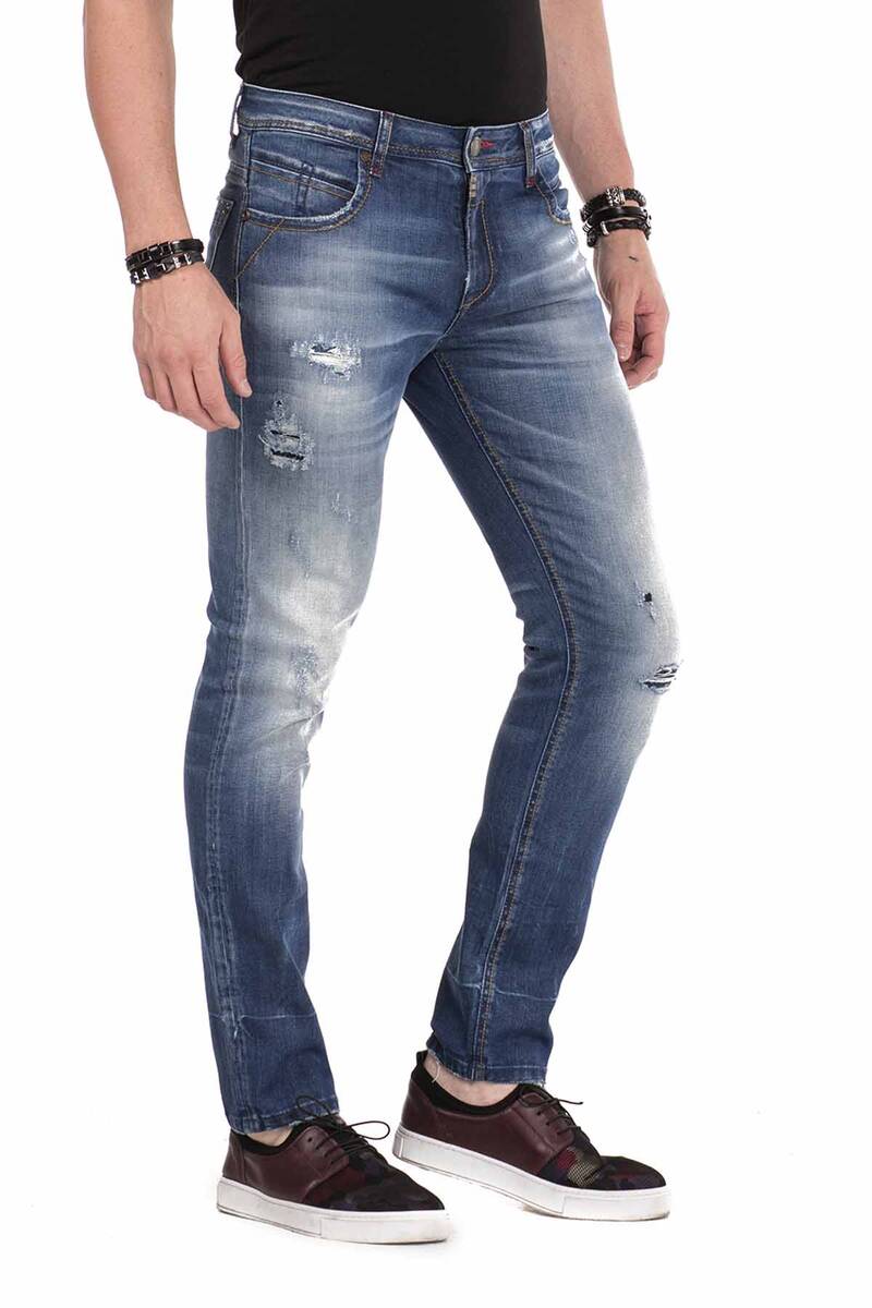 Jeans comodi da uomo CD475 nel look slim distrutto