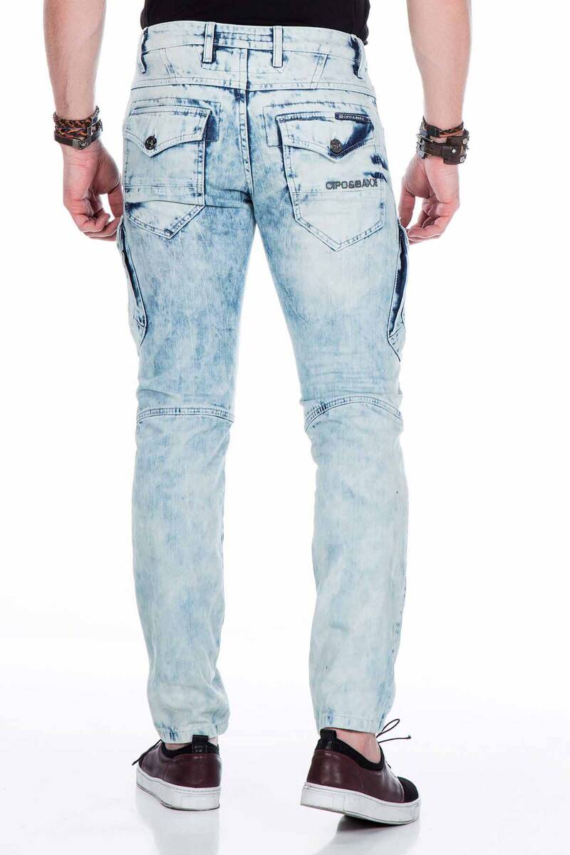 CD435 Herren Jeans im Cargo-Style mit Deko-Zippern in Straight Fit
