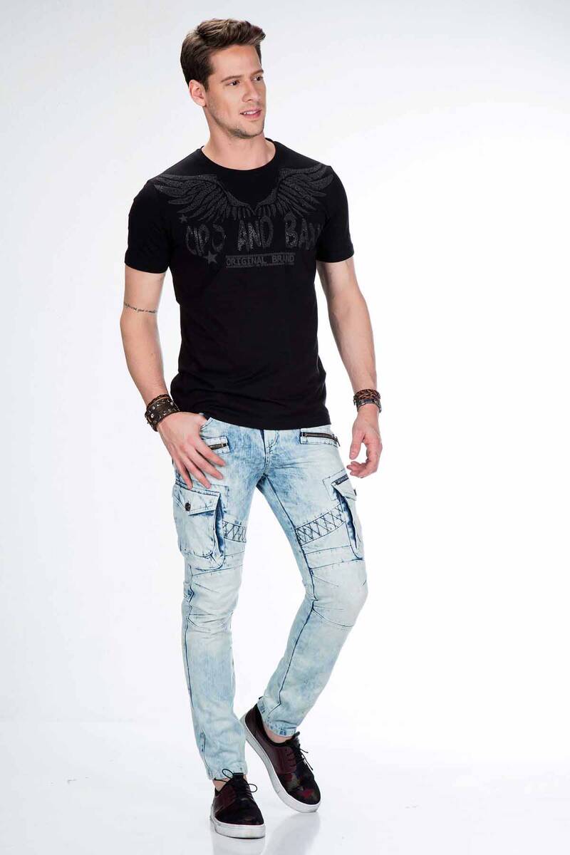 CD435 Herren Jeans im Cargo-Style mit Deko-Zippern in Straight Fit