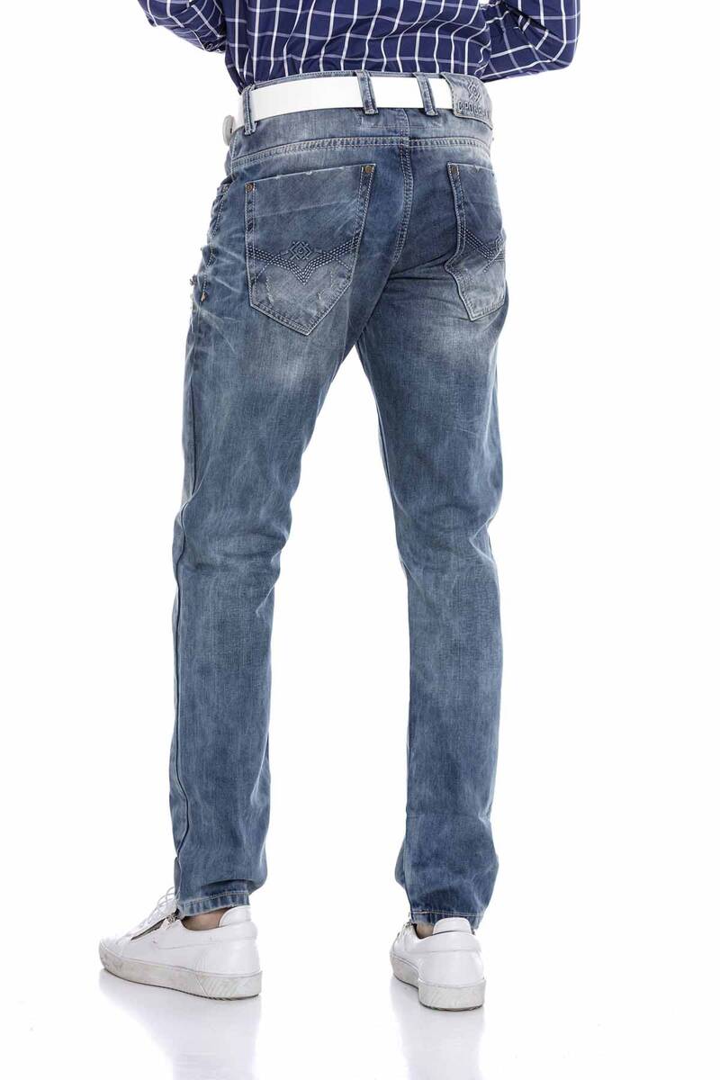 CD655 Jeans droit pour hommes avec look destroyed à la mode