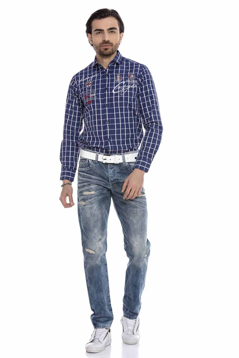 CD655 Jeans droit pour hommes avec look destroyed à la mode