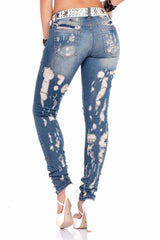 WD208 Damen Slim-Fit-Jeans im Destroyed Look