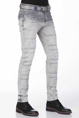 CD228 Herren Slim-Fit-Jeans mit trendigen Zierelementen