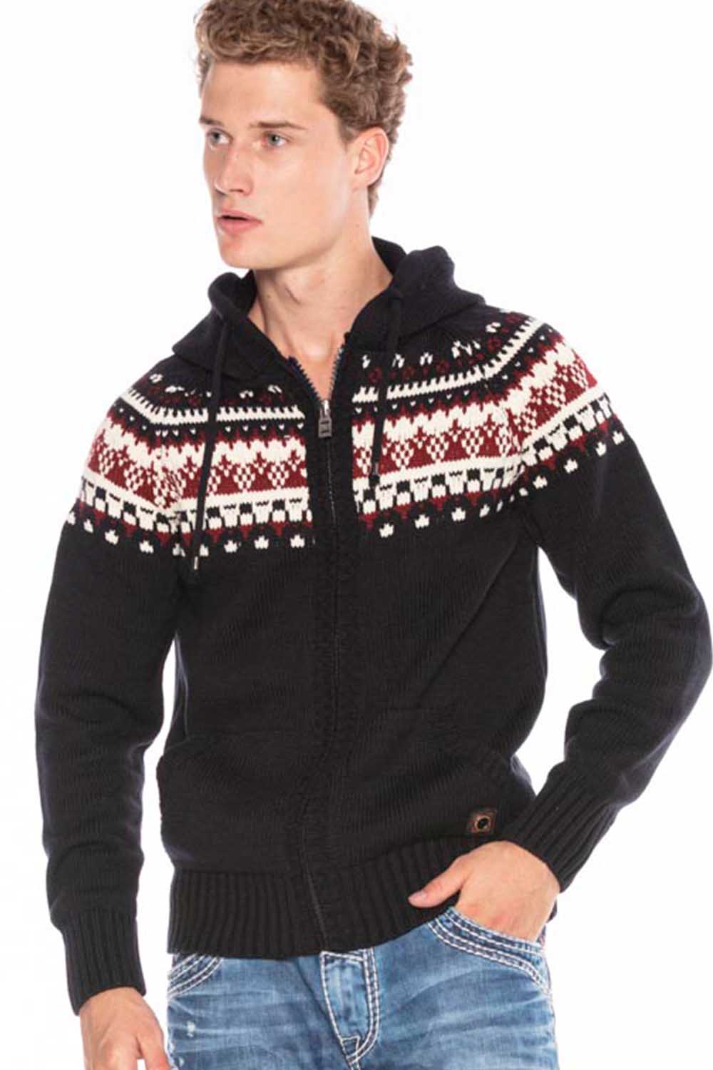 CP235 HERREN KARDIGAN Z KAPTUREM