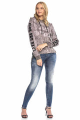 WL255 Damen Kapuzensweatshirt mit stylischer Batikmusterung