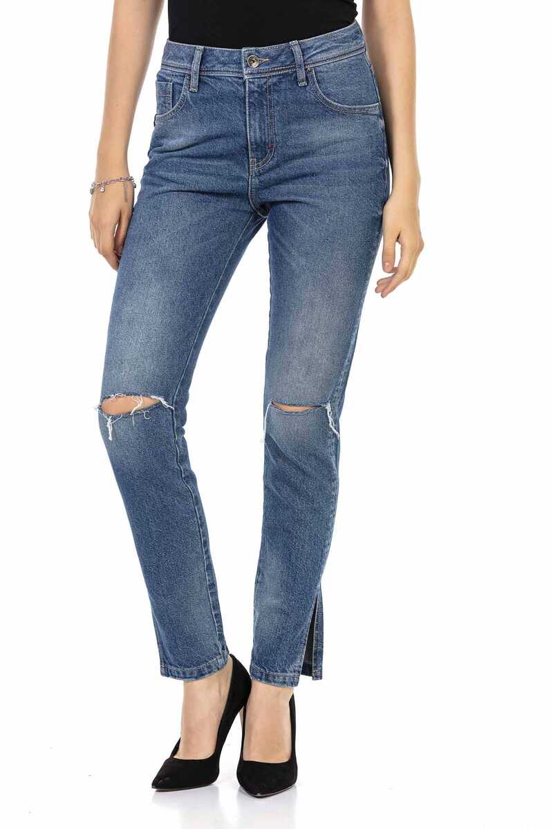 WD448 Damen bequeme Jeans mit coolen Destroyed-Elementen