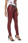 WD467 Damen Slim-Fit-Jeans mit glänzender Beschichtung