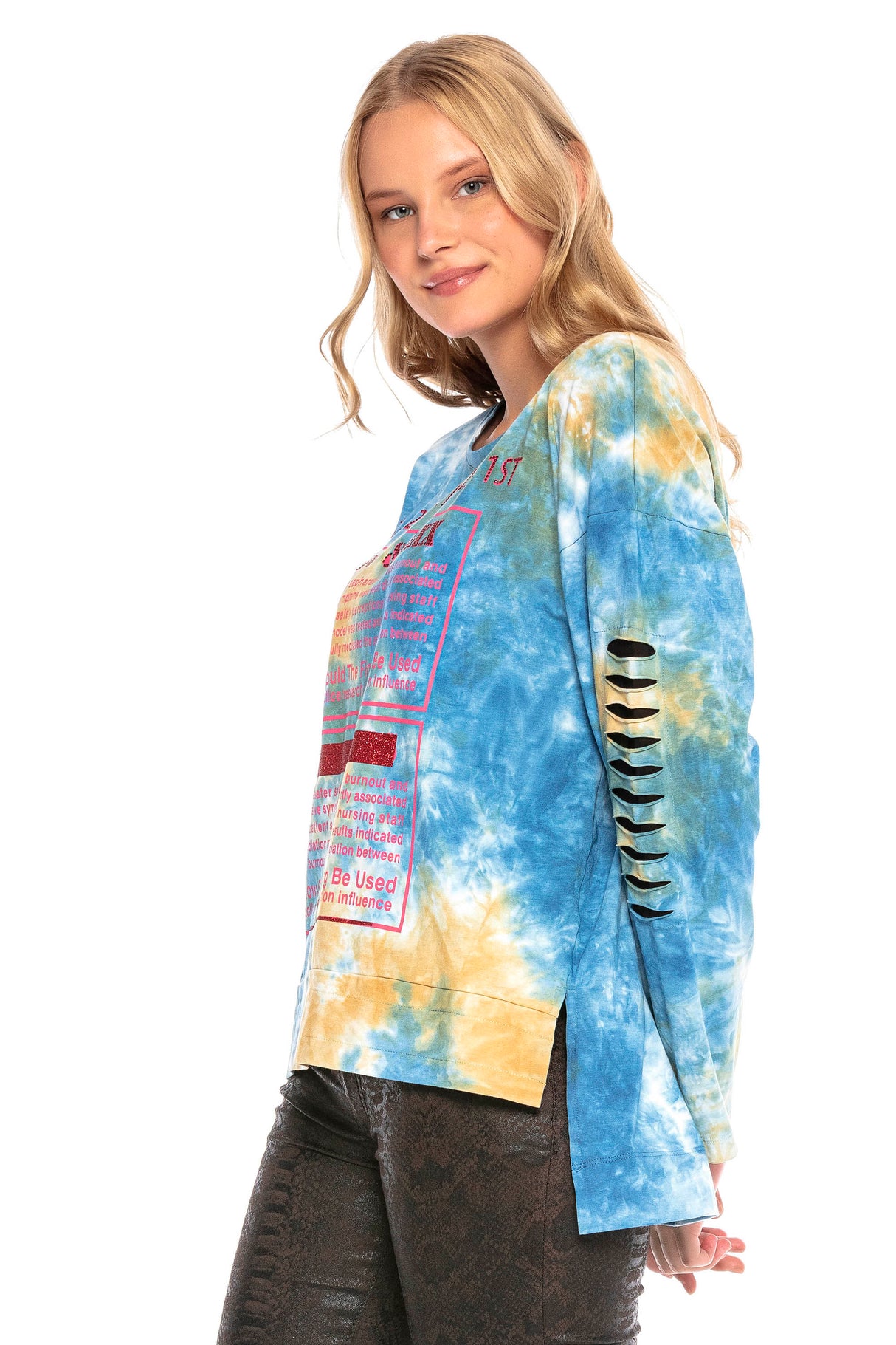 WL244 MAGLIETTA A MANICHE LUNGHE DA DONNA