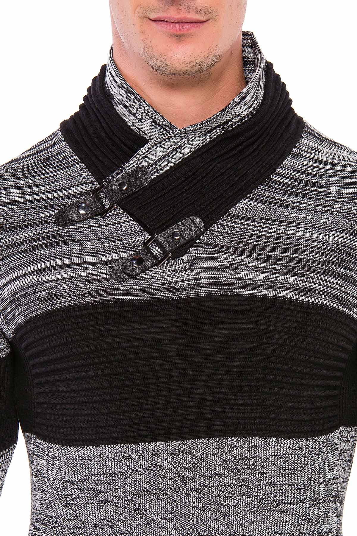 CP207 sweter męski z kołnierzem