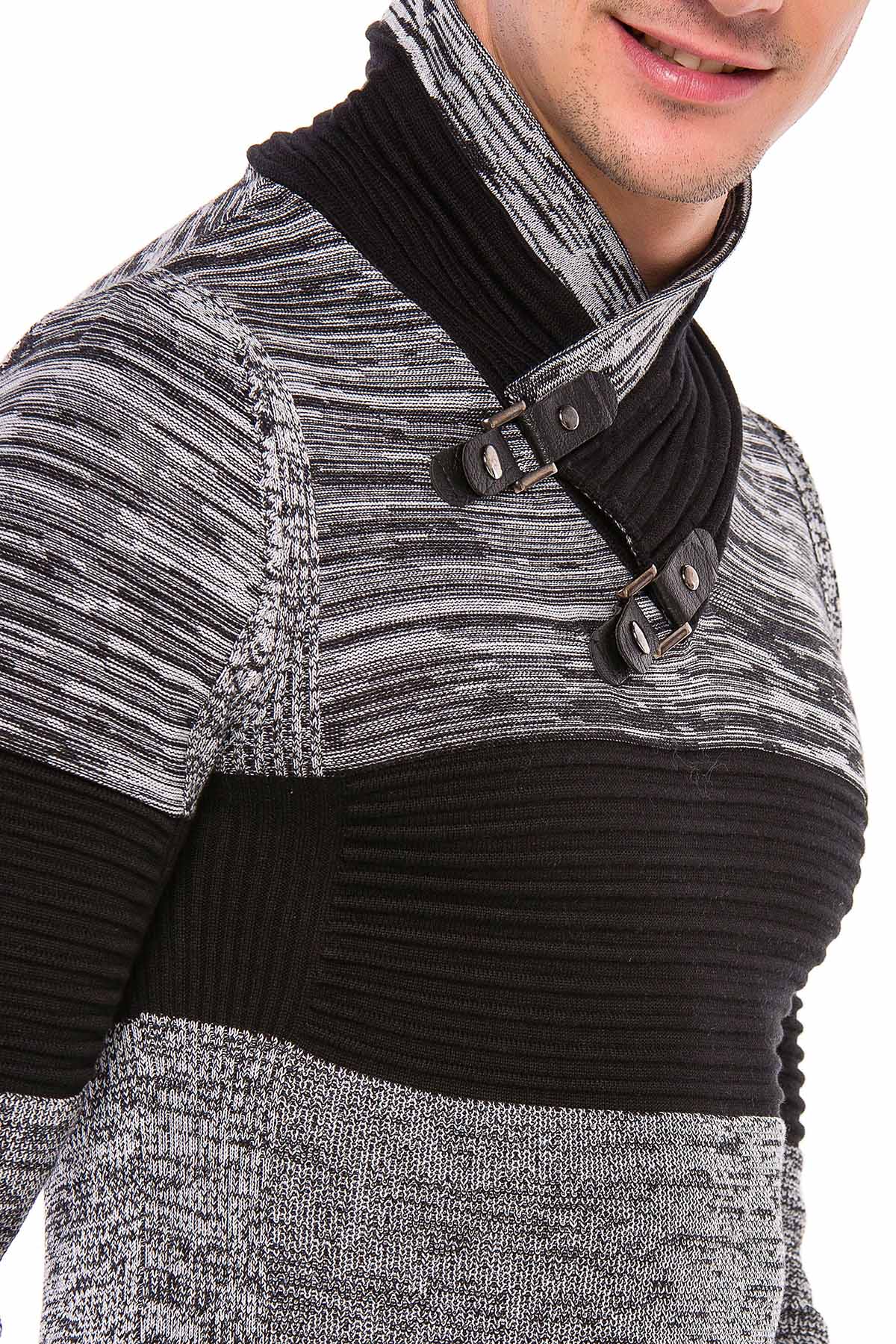 CP207 sweter męski z kołnierzem