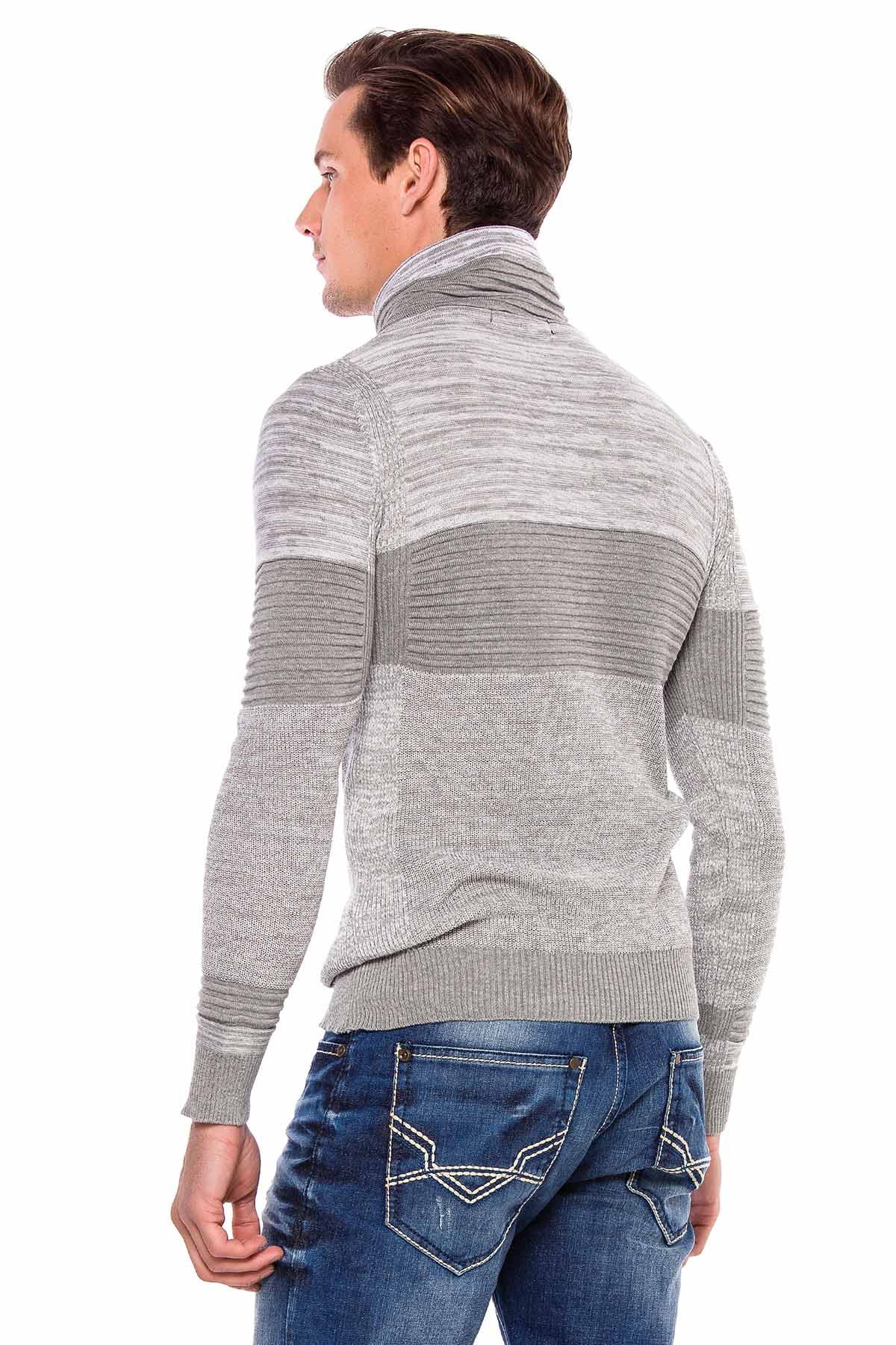 CP207 sweter męski z kołnierzem