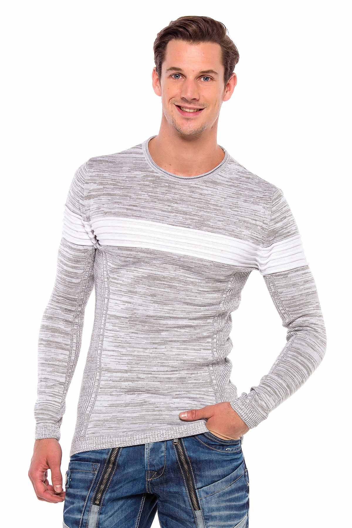 CP208 sweter męski w prążki
