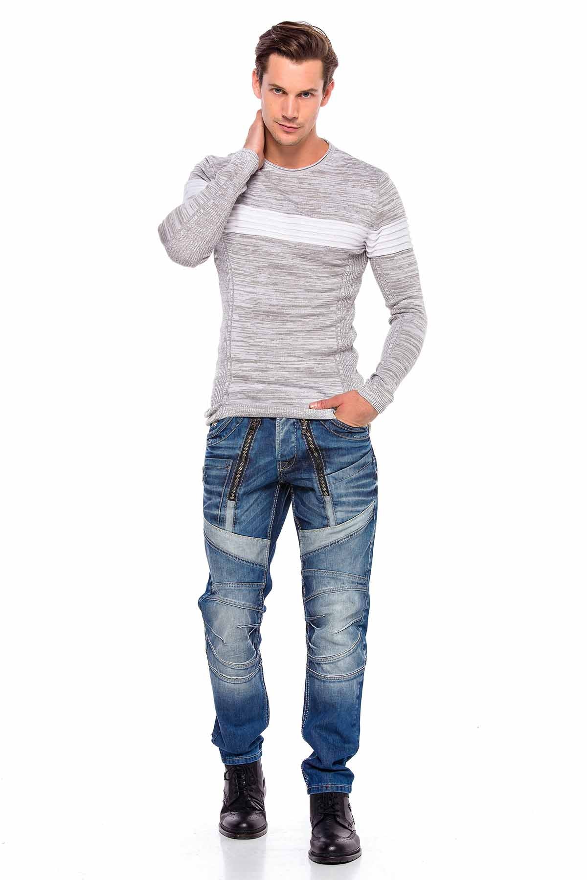 CP208 sweter męski w prążki