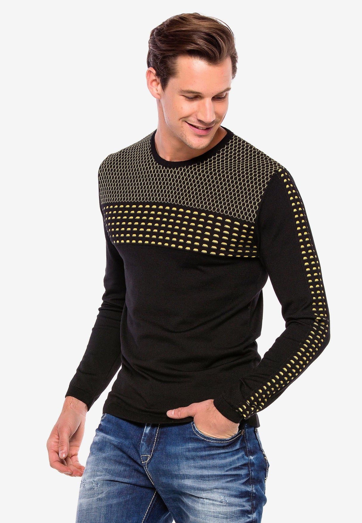 CP197 sweter męski z wzorem