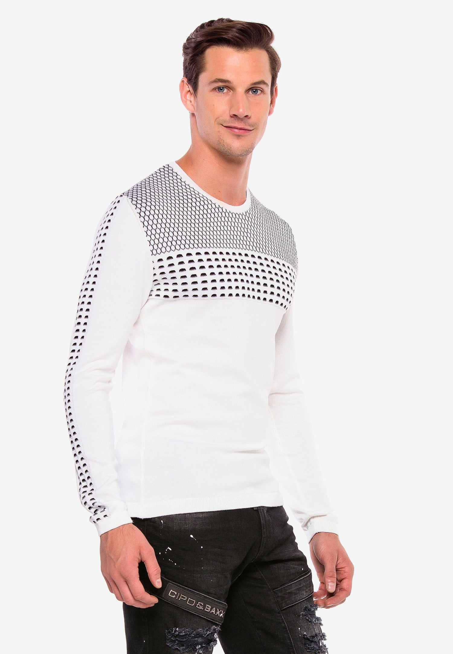 CP197 sweter męski z wzorem