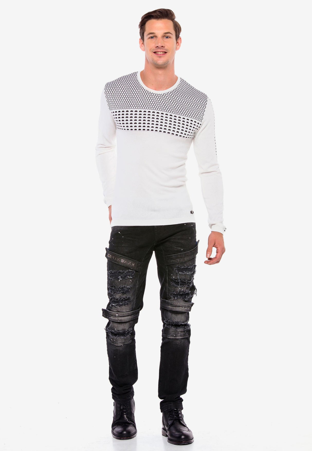 CP197 sweter męski z wzorem