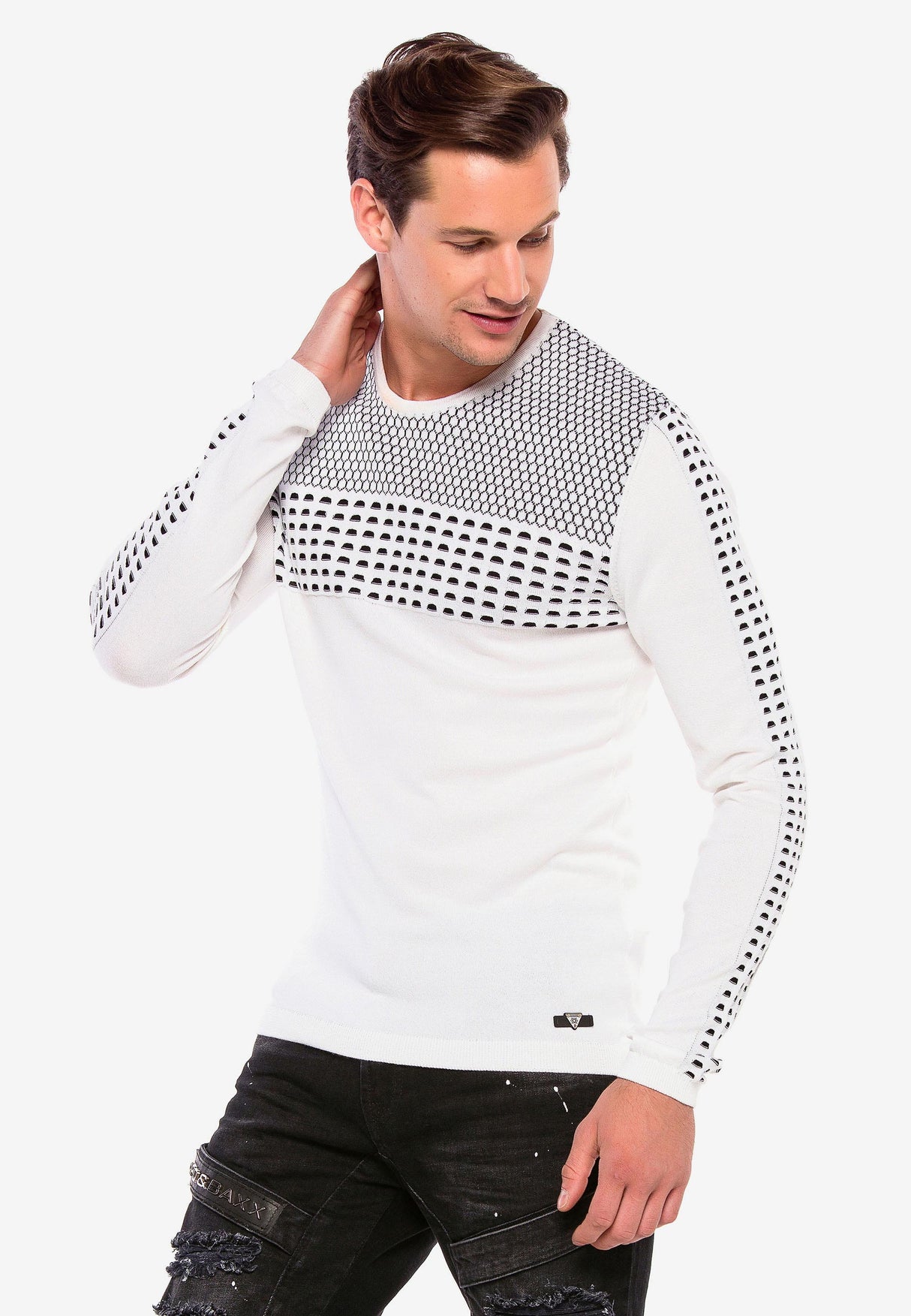 CP197 sweter męski z wzorem