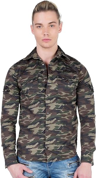 CH130 Herren Langarmhemd mit Markenaufnäher