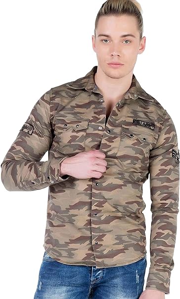 CH130 Herren Langarmhemd mit Markenaufnäher