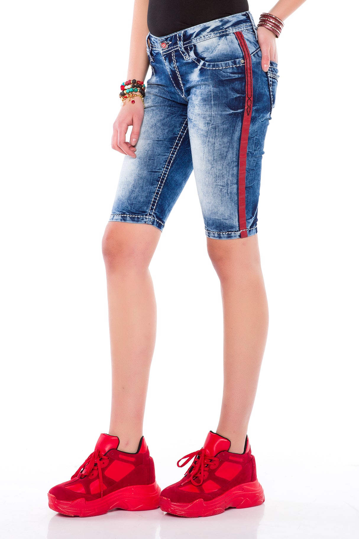 WK146 szorty damskie z lampasem