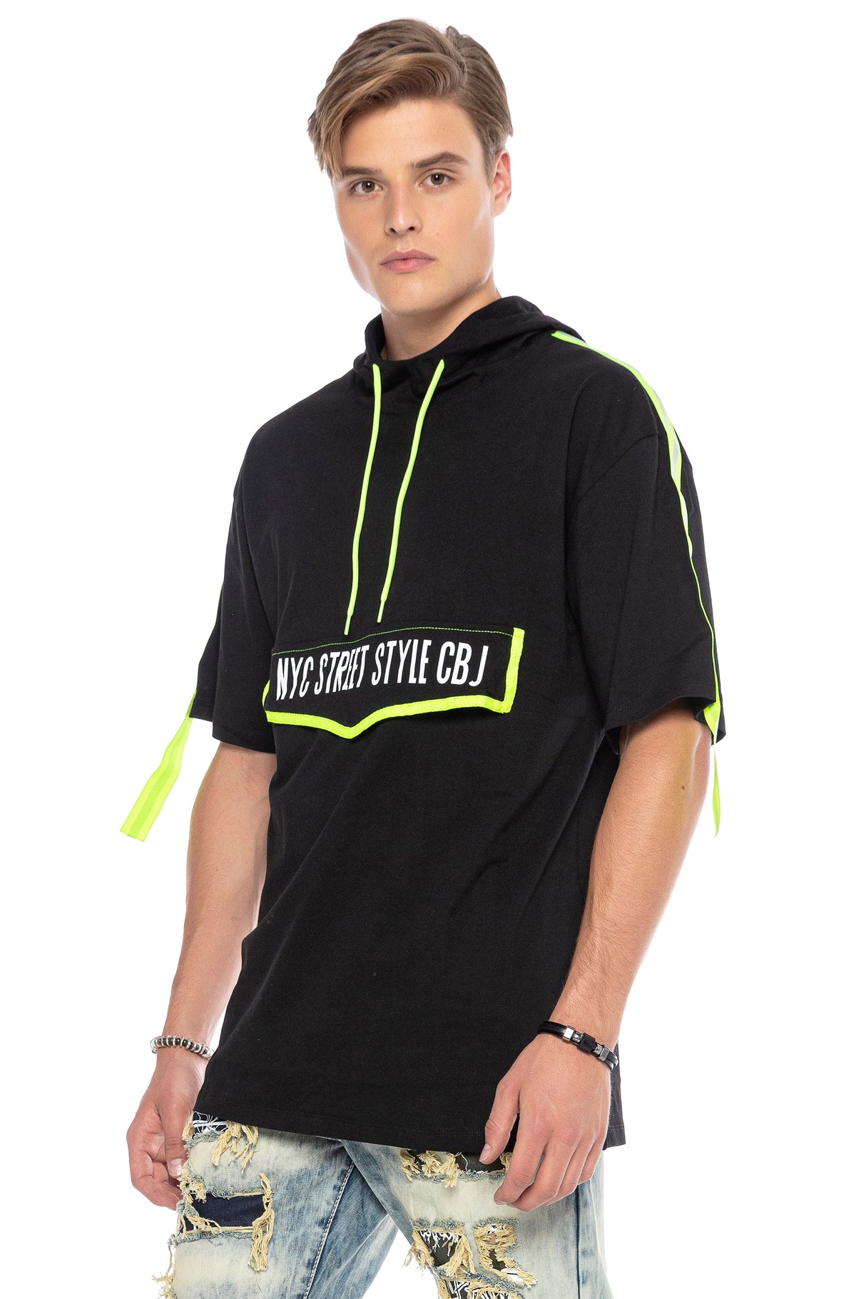 CT590 t-shirt męski oversize z kapturem
