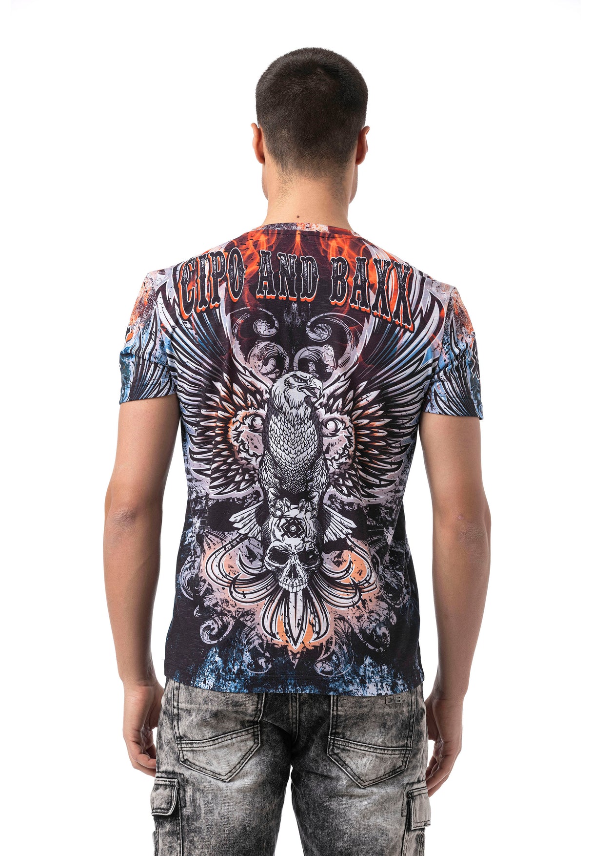 CT818 T-Shirt Nera Stampata per Uomo