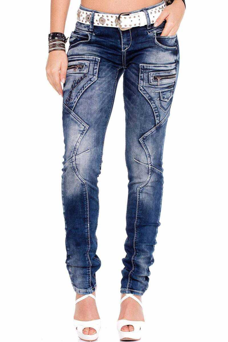 WD200B Damen bequeme Jeans mit niedriger Taille in Skinny Fİt