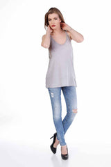 WD214 Damen Slim-Fit-Jeans im lässigen Used Look