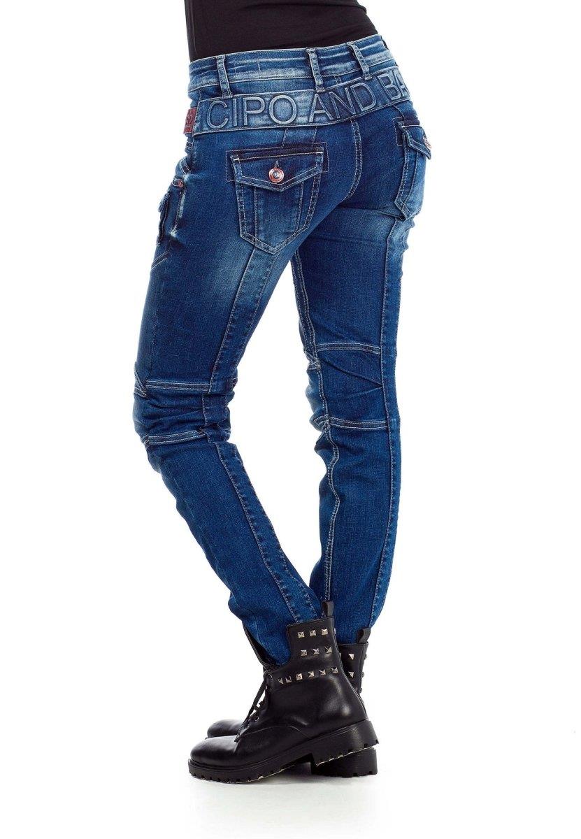 WD358 Damen bequeme Jeans mit modischen Ziernähten