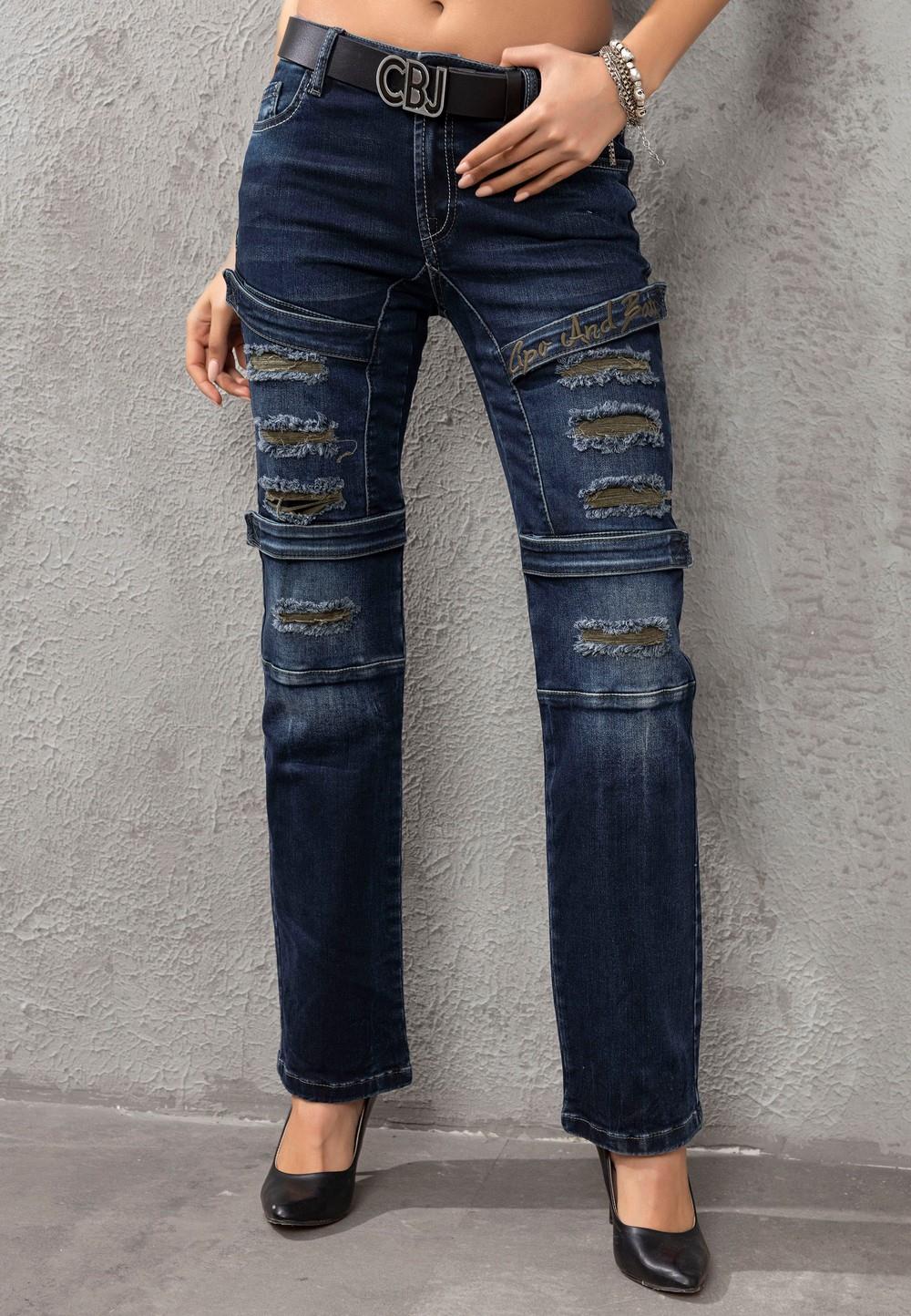 WD529 ausgefallene Damenjeans mit Rissen