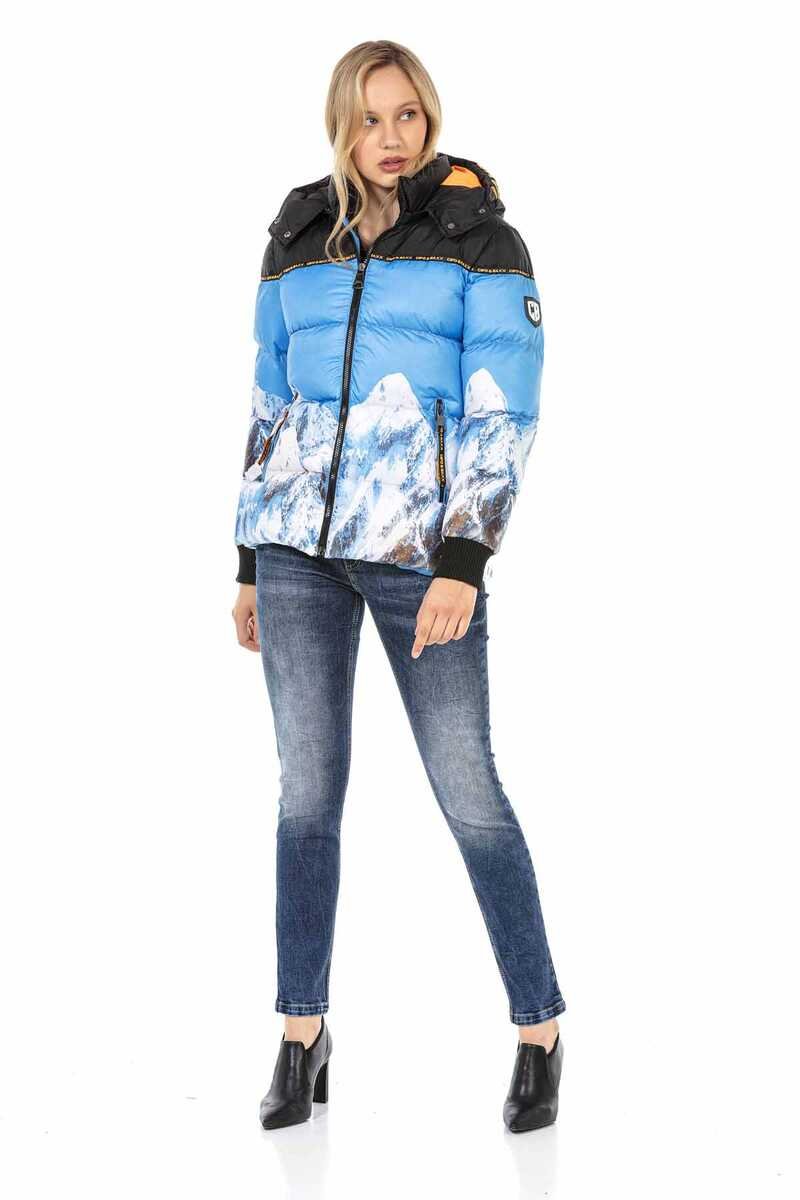 WM119 Damen Winterjacke mit auffäligem Print