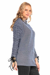 WL239 Damen Kapuzensweatshirt mit asymmetrischem Reißverschluss