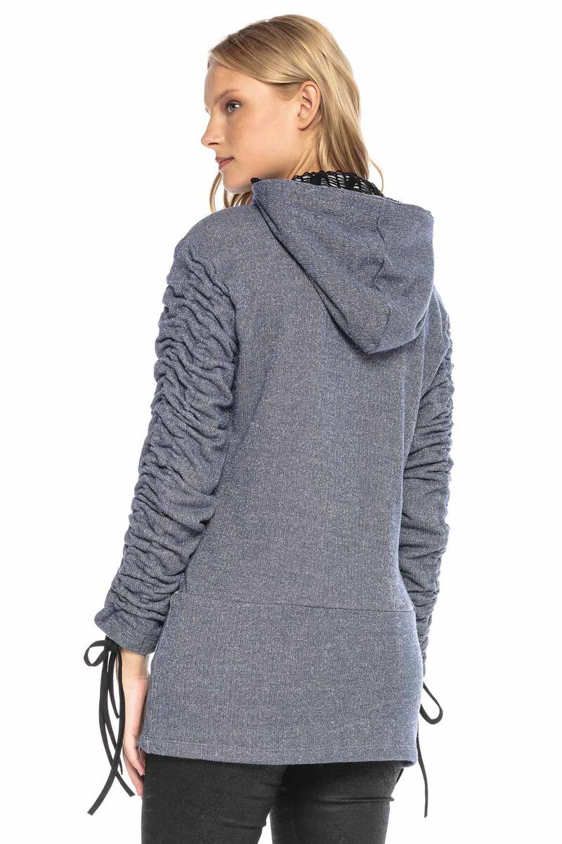 WL239 Damen Kapuzensweatshirt mit asymmetrischem Reißverschluss