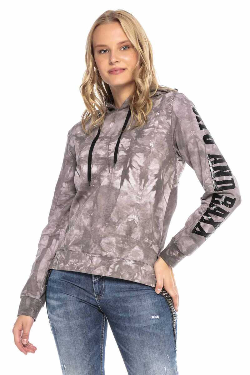 WL255 Damen Kapuzensweatshirt mit stylischer Batikmusterung