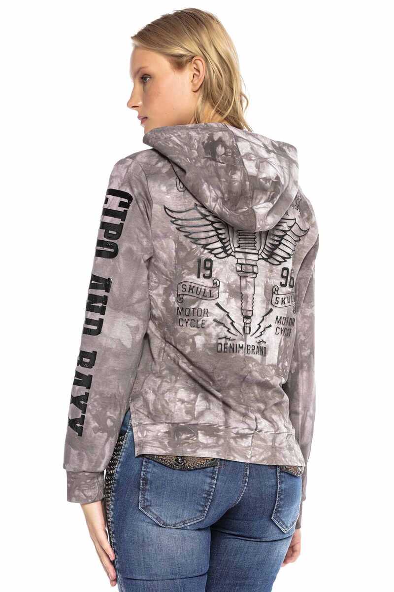 WL255 Damen Kapuzensweatshirt mit stylischer Batikmusterung