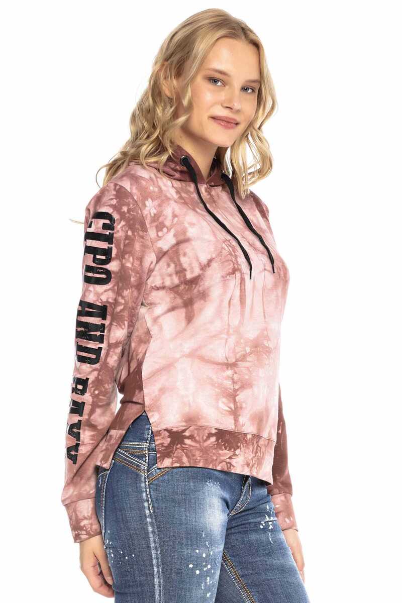 WL255 Damen Kapuzensweatshirt mit stylischer Batikmusterung