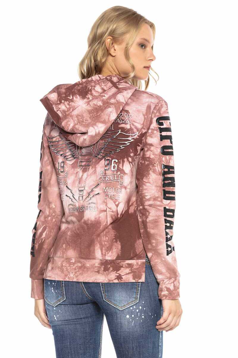 WL255 Damen Kapuzensweatshirt mit stylischer Batikmusterung