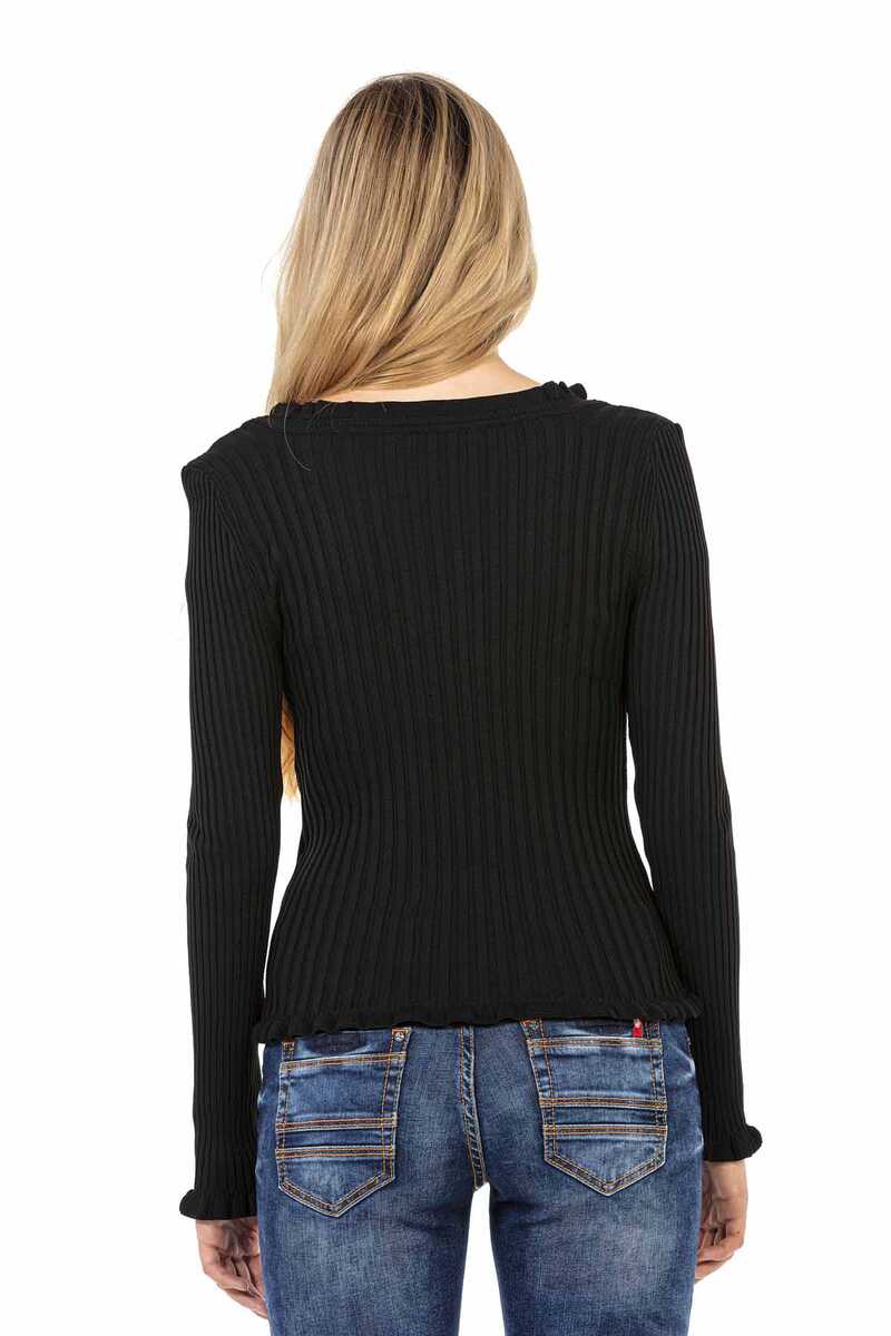 WP206 Femmes tricoter les pulls avec un décolleté circulaire ondulé