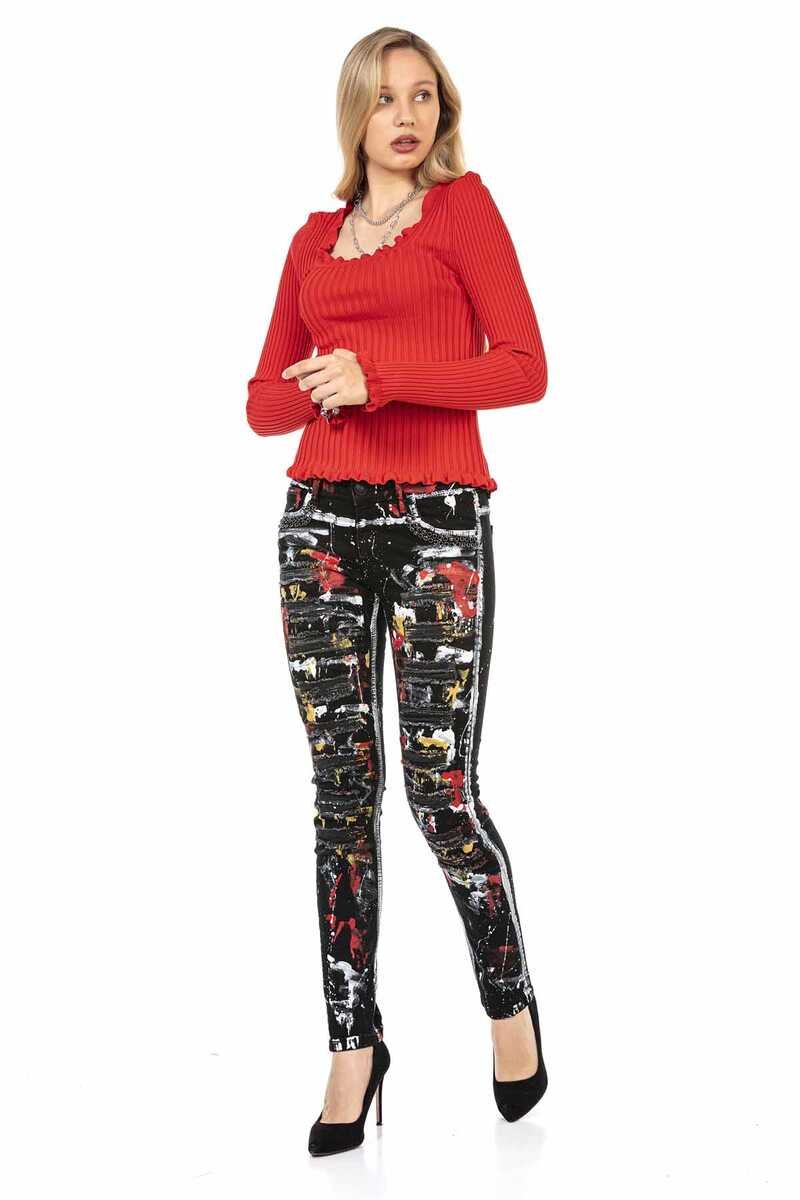 WP206 Femmes tricoter les pulls avec un décolleté circulaire ondulé