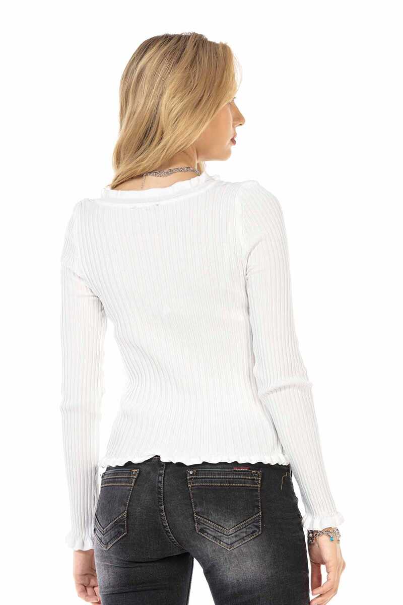 WP206 Femmes tricoter les pulls avec un décolleté circulaire ondulé